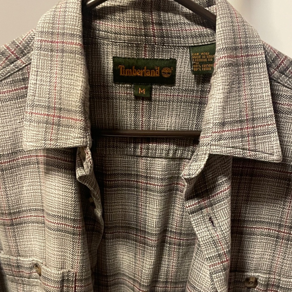 Timberland Gray and Red Plaid Shirt